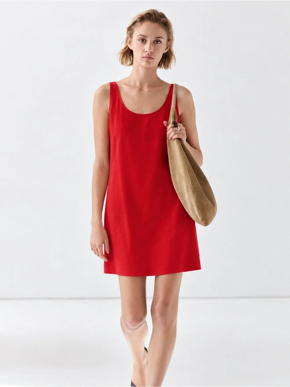 J. Crew Red Sleeveless Scoop-Neck Mini Dress